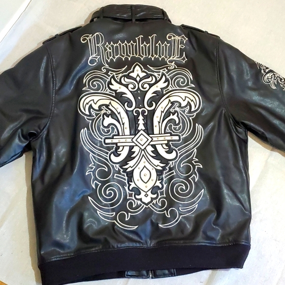 Raw Blue Other - Raw Blue Faux Leather Jacket 3X Beautiful Embroidery With Silver Tone Studs